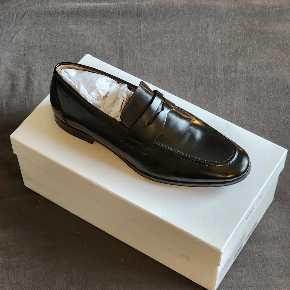 REISS Bray – Mens Black Patent Leather Saddle Loafers